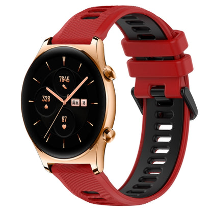 For Honor Watch GS 3 22mm Sports Two-Color Silicone Watch Band(Red+Black) - Smart Wear by PMC Jewellery | Online Shopping South Africa | PMC Jewellery