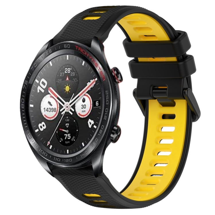 For Honor Watch Dream 22mm Sports Two-Color Silicone Watch Band(Black+Yellow) - Smart Wear by PMC Jewellery | Online Shopping South Africa | PMC Jewellery