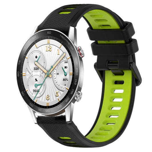For Honor Watch GS 3i 22mm Sports Two-Color Silicone Watch Band(Black+Green) - Smart Wear by PMC Jewellery | Online Shopping South Africa | PMC Jewellery