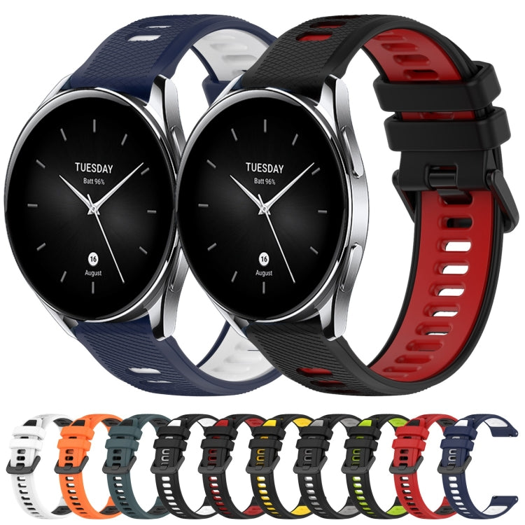 For Xiaomi MI Watch Color 22mm Sports Two-Color Silicone Watch Band(Olive Green+Black) - Smart Wear by PMC TechLife | Online Shopping South Africa | PMC TechLife