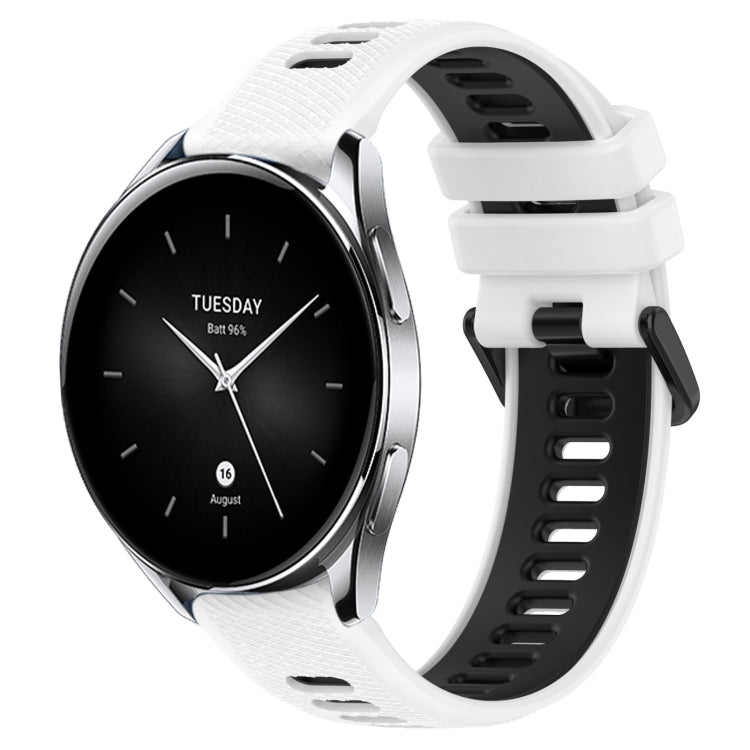For Xiaomi Watch S2 46mm 22mm Sports Two-Color Silicone Watch Band(White+Black) - Smart Wear by PMC TechLife | Online Shopping South Africa | PMC TechLife