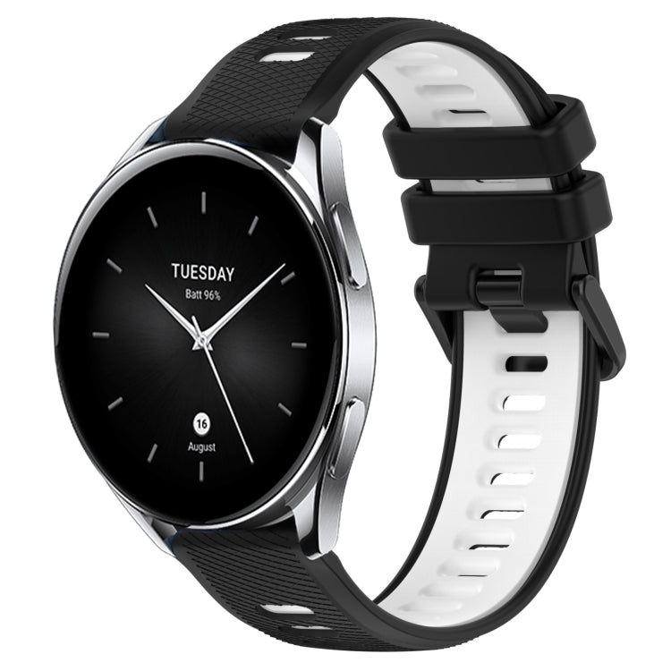For Xiaomi Watch S2 46mm 22mm Sports Two-Color Silicone Watch Band(Black+White) - Smart Wear by PMC TechLife | Online Shopping South Africa | PMC TechLife