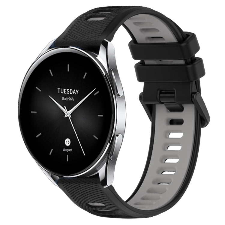 For Xiaomi Watch S2 46mm 22mm Sports Two-Color Silicone Watch Band(Black+Grey) - Smart Wear by PMC TechLife | Online Shopping South Africa | PMC TechLife