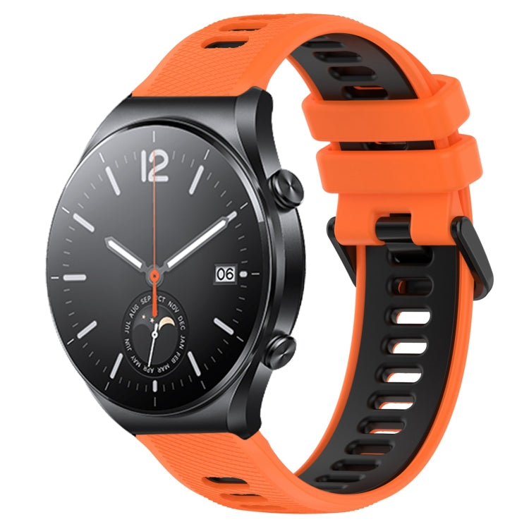 For Xiaomi MI Watch S1 22mm Sports Two-Color Silicone Watch Band(Orange+Black) - Smart Wear by PMC TechLife | Online Shopping South Africa | PMC TechLife