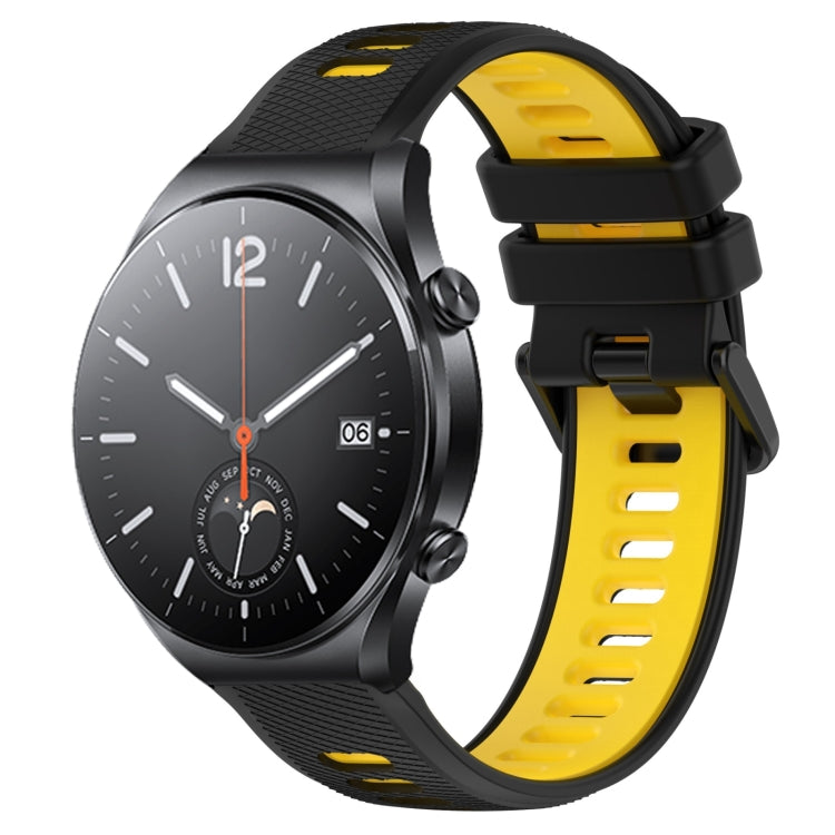 For Xiaomi MI Watch S1 22mm Sports Two-Color Silicone Watch Band(Black+Yellow) - Smart Wear by PMC TechLife | Online Shopping South Africa | PMC TechLife