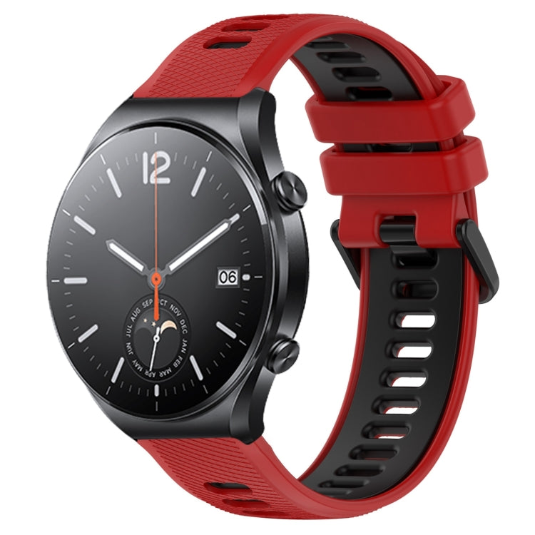 For Xiaomi MI Watch S1 22mm Sports Two-Color Silicone Watch Band(Red+Black) - Smart Wear by PMC TechLife | Online Shopping South Africa | PMC TechLife