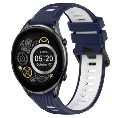 For Xiaomi Haylou RT2 LS10 22mm Sports Two-Color Silicone Watch Band(Midnight Blue+White) - Smart Wear by PMC Jewellery | Online Shopping South Africa | PMC Jewellery