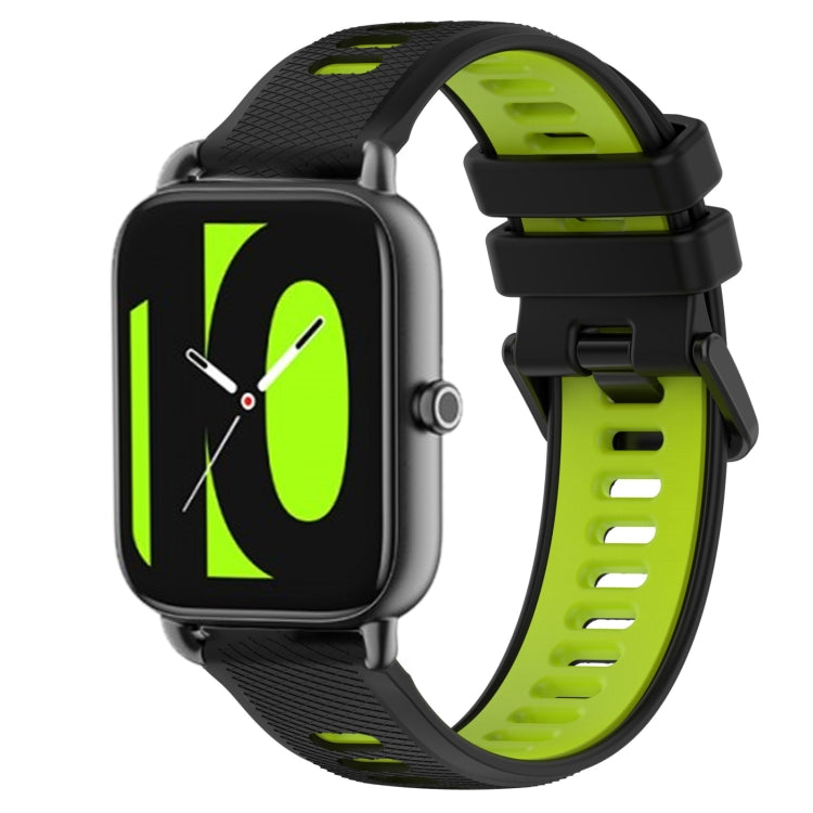 For  Xiaomi Haylou RS4 LS12 22mm Sports Two-Color Silicone Watch Band(Black+Green) - Smart Wear by PMC TechLife | Online Shopping South Africa | PMC TechLife