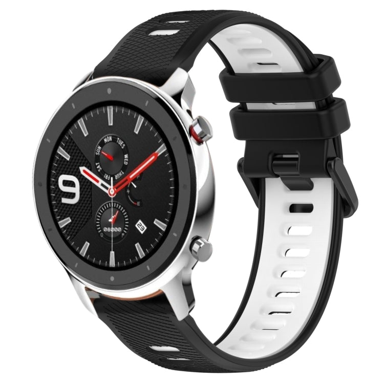 For Amazfit GTR 4 22MM Sports Two-Color Silicone Watch Band(Black+White) - Smart Wear by PMC TechLife | Online Shopping South Africa | PMC TechLife