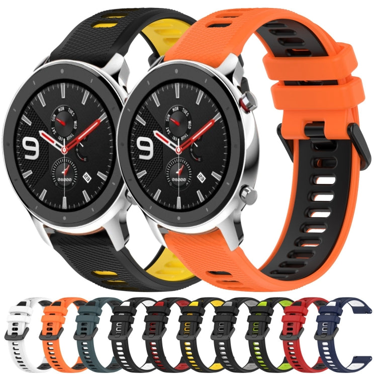 For Amazfit GTR 4 22MM Sports Two-Color Silicone Watch Band(Black+White) - Smart Wear by PMC TechLife | Online Shopping South Africa | PMC TechLife