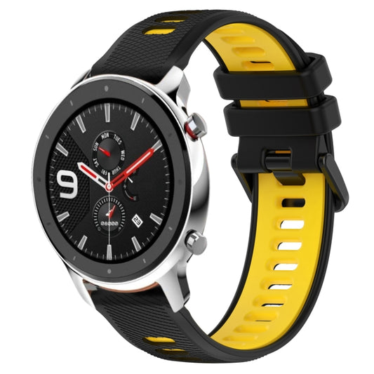 For Amazfit GTR 4 Pro 22MM Sports Two-Color Silicone Watch Band(Black+Yellow) -  by PMC Jewellery | Online Shopping South Africa | PMC Jewellery