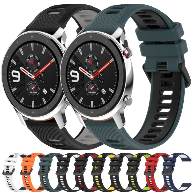 For Amazfit GTR 4 Pro 22MM Sports Two-Color Silicone Watch Band(Olive Green + Black) - Smart Wear by PMC TechLife | Online Shopping South Africa | PMC TechLife