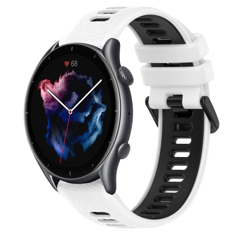 For Amazfit GTR 3 22MM Sports Two-Color Silicone Watch Band(White+Black) -  by PMC TechLife | Online Shopping South Africa | PMC TechLife