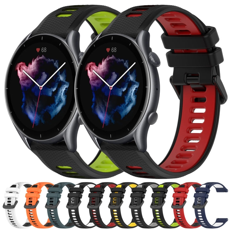 For Amazfit GTR 3 22MM Sports Two-Color Silicone Watch Band(White+Black) -  by PMC TechLife | Online Shopping South Africa | PMC TechLife