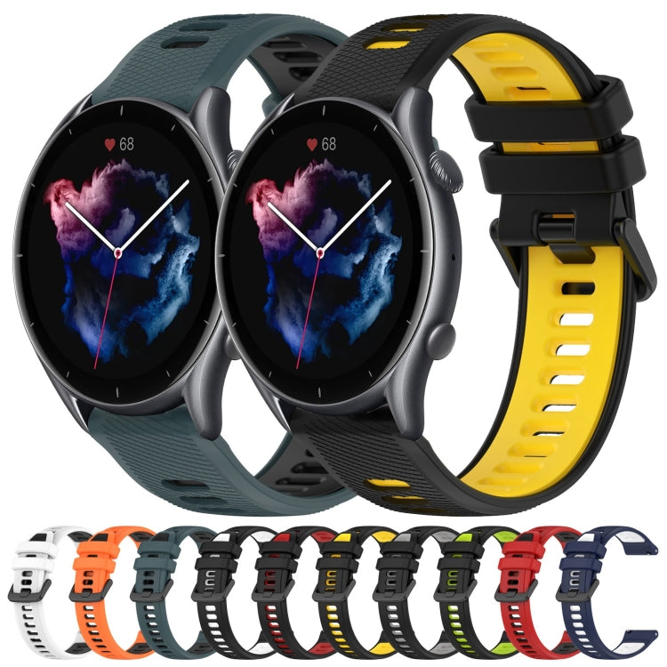 For Amazfit GTR 3 Pro 22MM Sports Two-Color Silicone Watch Band(Black+Green) - Smart Wear by PMC TechLife | Online Shopping South Africa | PMC TechLife