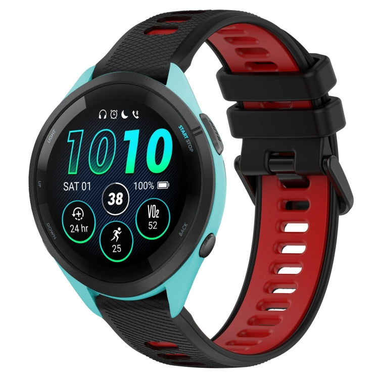 For Garmin Forerunner 265 22mm Sports Two-Color Silicone Watch Band(Black+Red) - Smart Wear by PMC TechLife | Online Shopping South Africa | PMC TechLife