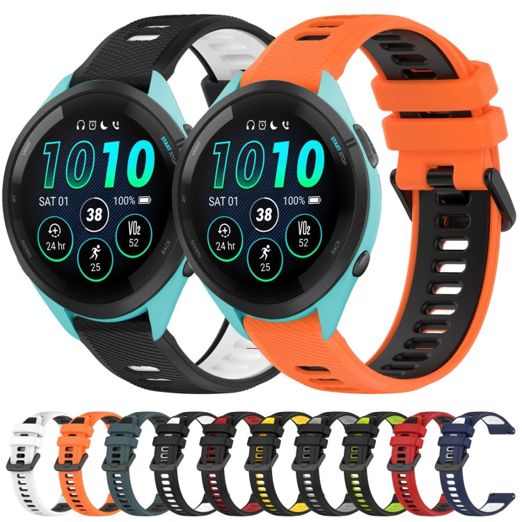 Compatible with Garmin Compatible witherunner 265 22mm Sports Two-Color Silicone Watch Band(Black+Yellow) - Watch Bands by PMC TechLife | Online Shopping South Africa | PMC TechLife | Buy Now Pay Later Mobicred