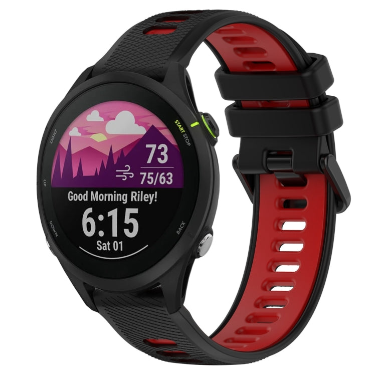 For Garmin Forerunner 255 22mm Sports Two-Color Silicone Watch Band(Black+Red) - Smart Wear by PMC TechLife | Online Shopping South Africa | PMC TechLife