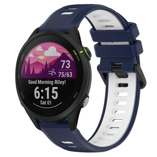 For Garmin Forerunner 255 Music 22mm Sports Two-Color Silicone Watch Band(Midnight Blue+White) - Smart Wear by PMC Jewellery | Online Shopping South Africa | PMC Jewellery
