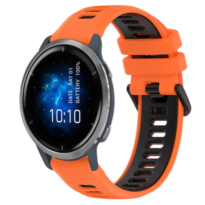 For Garmin Venu 2 22mm Sports Two-Color Silicone Watch Band(Orange+Black) - Smart Wear by PMC Jewellery | Online Shopping South Africa | PMC Jewellery