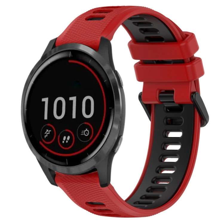 For Garmin Vivoactive 4 22mm Sports Two-Color Silicone Watch Band(Red+Black) - Watch Bands by PMC Jewellery | Online Shopping South Africa | PMC Jewellery