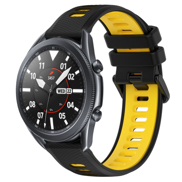 For Samsung Galaxy Watch3 45mm 22mm Sports Two-Color Silicone Watch Band(Black+Yellow) - Smart Wear by PMC TechLife | Online Shopping South Africa | PMC TechLife