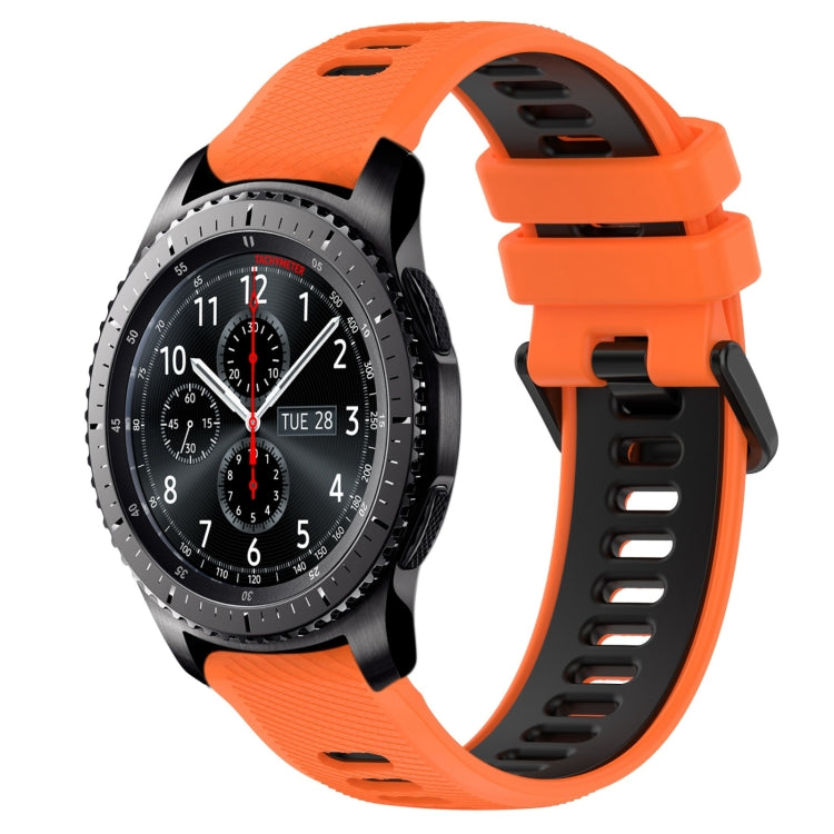 For Samsung Gear S3 Frontier 22mm Sports Two-Color Silicone Watch Band(Orange+Black) - Smart Wear by PMC Jewellery | Online Shopping South Africa | PMC Jewellery