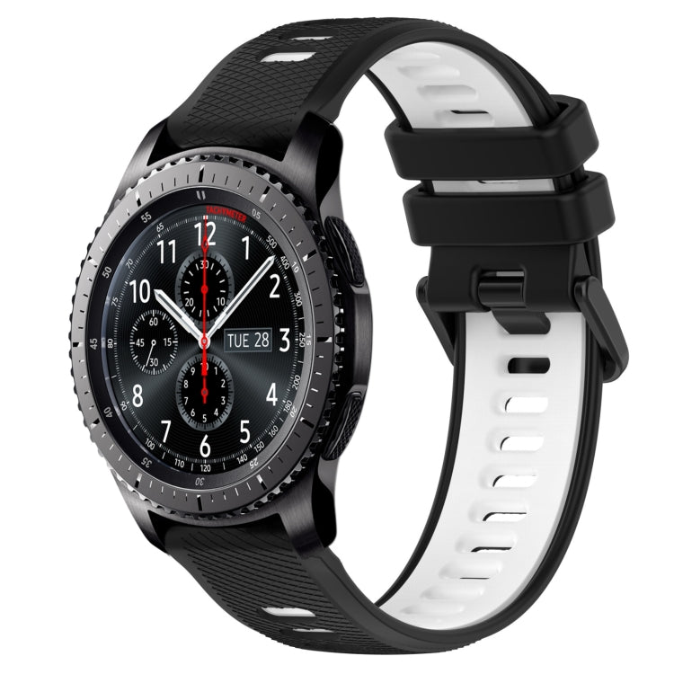 For Samsung Gear S3 Frontier 22mm Sports Two-Color Silicone Watch Band(Black+White) - Smart Wear by PMC TechLife | Online Shopping South Africa | PMC TechLife