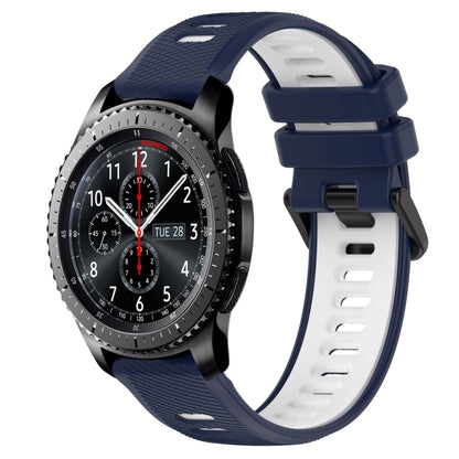 For Samsung Gear S3 Frontier 22mm Sports Two-Color Silicone Watch Band(Midnight Blue+White) - Smart Wear by PMC Jewellery | Online Shopping South Africa | PMC Jewellery