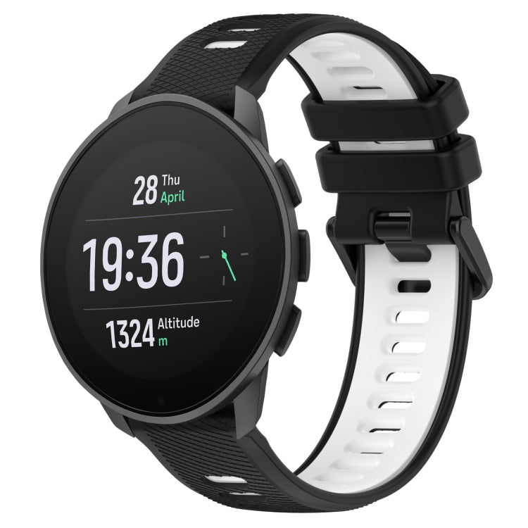 For SUUNTO 9 Peak Pro 22mm Sports Two-Color Silicone Watch Band(Black+White) - Smart Wear by PMC TechLife | Online Shopping South Africa | PMC TechLife