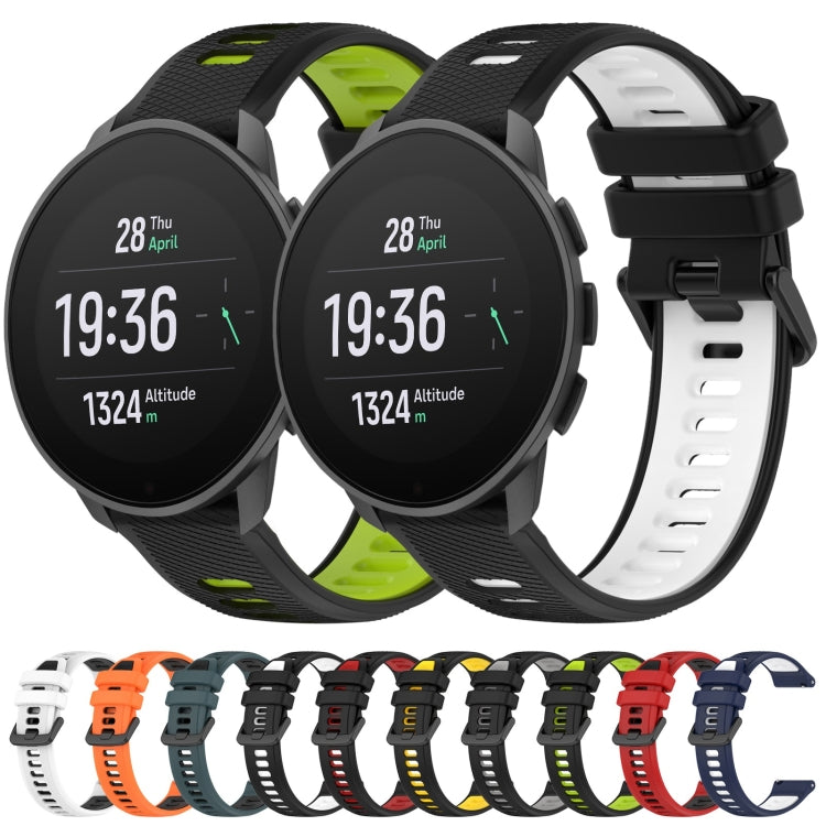 For  SUUNTO 9 Peak 22mm Sports Two-Color Silicone Watch Band(Black+White) - Smart Wear by PMC Jewellery | Online Shopping South Africa | PMC Jewellery