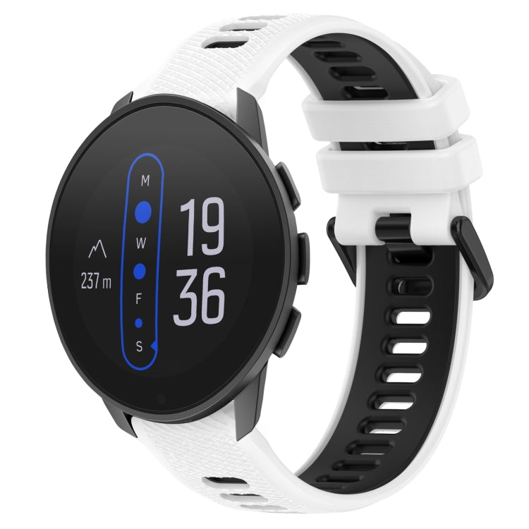 For  SUUNTO 9 Peak 22mm Sports Two-Color Silicone Watch Band(White+Black) - Smart Wear by PMC TechLife | Online Shopping South Africa | PMC TechLife