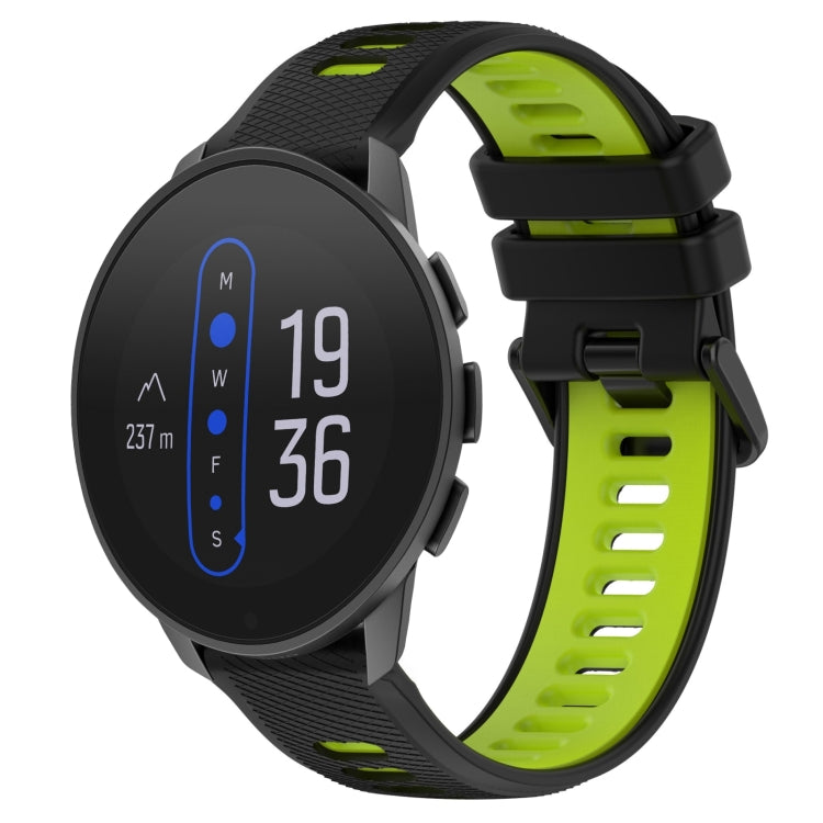 For  SUUNTO 9 Peak 22mm Sports Two-Color Silicone Watch Band(Black+Green) - Smart Wear by PMC TechLife | Online Shopping South Africa | PMC TechLife