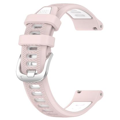 For Garmin Forerunner 265S 18mm Sports Two-Color Steel Buckle Silicone Watch Band(Pink+White) - Smart Wear by PMC Jewellery | Online Shopping South Africa | PMC Jewellery