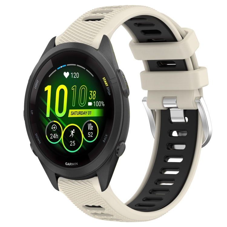 For Garmin Forerunner 265S 18mm Sports Two-Color Steel Buckle Silicone Watch Band(Starlight+Black) - Smart Wear by PMC TechLife | Online Shopping South Africa | PMC TechLife