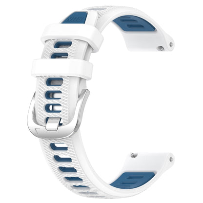 For Garmin Active S 18mm Sports Two-Color Steel Buckle Silicone Watch Band(White+Blue) -  by PMC Jewellery | Online Shopping South Africa | PMC Jewellery