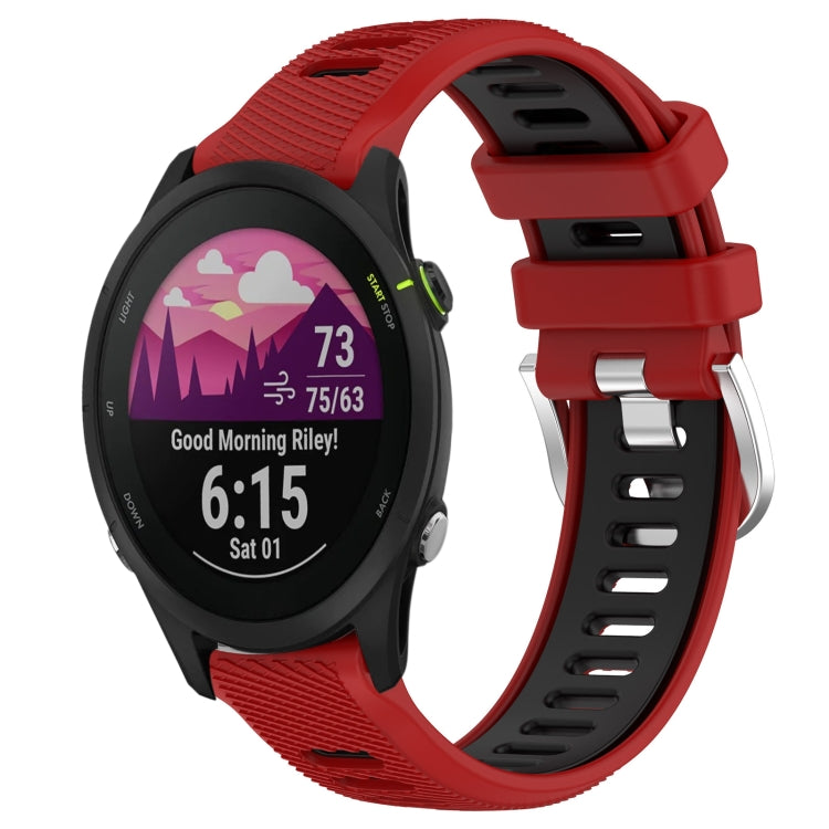 For Garmin Forerunner 255S 18mm Sports Two-Color Steel Buckle Silicone Watch Band(Red+Black) - Smart Wear by PMC TechLife | Online Shopping South Africa | PMC TechLife