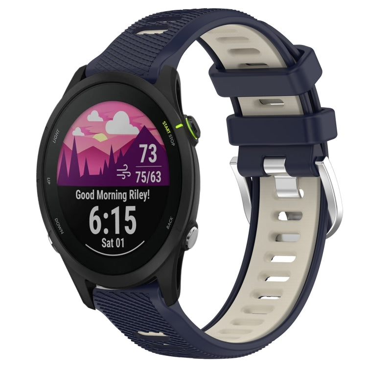 For Garmin Forerunner 255S Music 18mm Sports Two-Color Steel Buckle Silicone Watch Band(Midnight Blue+Starlight) - Smart Wear by PMC Jewellery | Online Shopping South Africa | PMC Jewellery