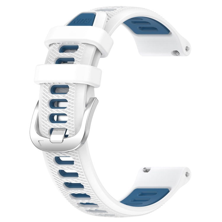 For Garmin Venu 2S 18mm Sports Two-Color Steel Buckle Silicone Watch Band(White+Blue) -  by PMC Jewellery | Online Shopping South Africa | PMC Jewellery