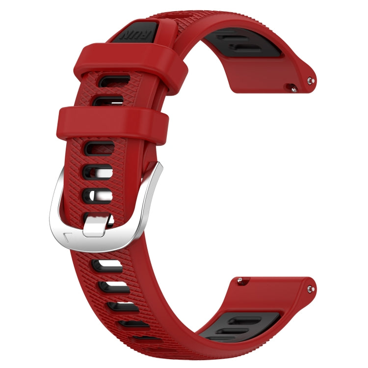 For Garmin Venu 2S 18mm Sports Two-Color Steel Buckle Silicone Watch Band(Red+Black) - Smart Wear by PMC Jewellery | Online Shopping South Africa | PMC Jewellery