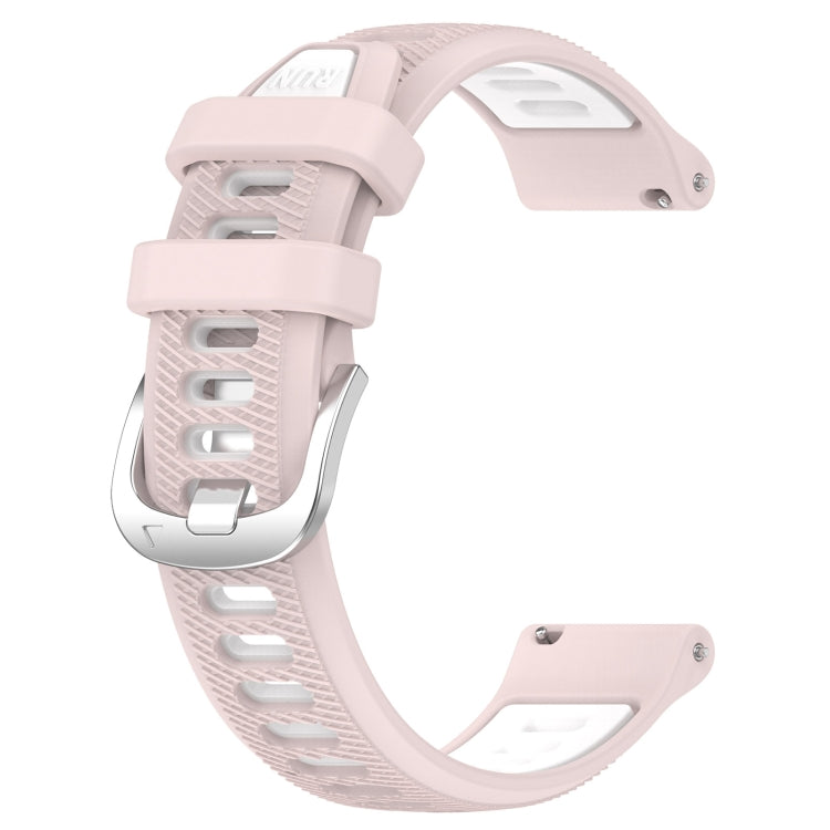 For Garmin Vivomove 3S 18mm Sports Two-Color Steel Buckle Silicone Watch Band(Pink+White) - Smart Wear by PMC Jewellery | Online Shopping South Africa | PMC Jewellery