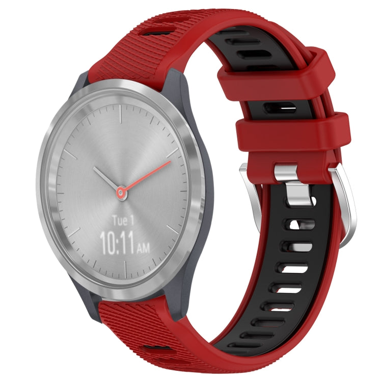 For Garmin Vivomove 3S 18mm Sports Two-Color Steel Buckle Silicone Watch Band(Red+Black) -  by PMC Jewellery | Online Shopping South Africa | PMC Jewellery