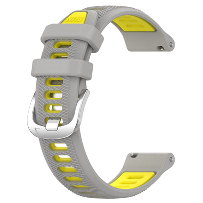 For Garmin Vivomove 3S 18mm Sports Two-Color Steel Buckle Silicone Watch Band(Grey+Yellow) -  by PMC Jewellery | Online Shopping South Africa | PMC Jewellery