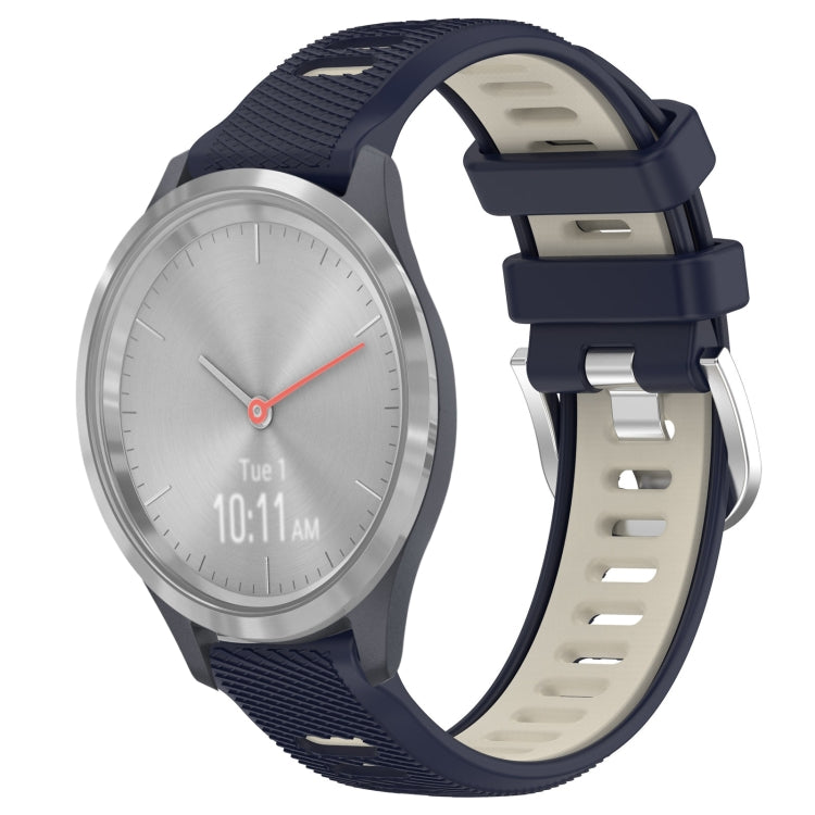 For Garmin Vivomove 3S 18mm Sports Two-Color Steel Buckle Silicone Watch Band(Midnight Blue+Starlight) - Smart Wear by PMC TechLife | Online Shopping South Africa | PMC TechLife