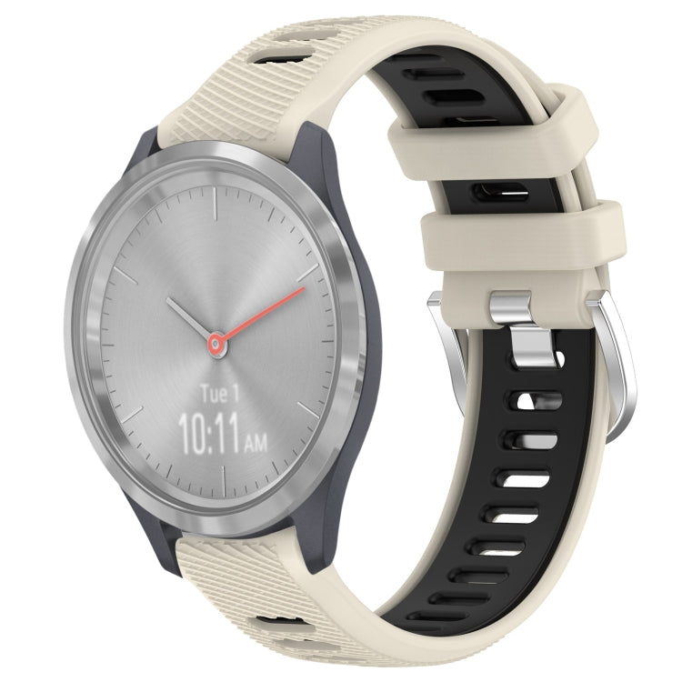 For Garmin Vivomove 3S 18mm Sports Two-Color Steel Buckle Silicone Watch Band(Starlight+Black) - Smart Wear by PMC TechLife | Online Shopping South Africa | PMC TechLife