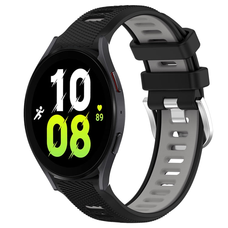 For Samsung Galaxy Watch5 44mm 20mm Sports Two-Color Steel Buckle Silicone Watch Band(Black+Grey) - Smart Wear by PMC TechLife | Online Shopping South Africa | PMC TechLife