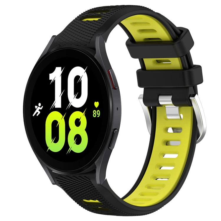 For Samsung Galaxy Watch5 44mm 20mm Sports Two-Color Steel Buckle Silicone Watch Band(Black+Lime Green) - Smart Wear by PMC TechLife | Online Shopping South Africa | PMC TechLife