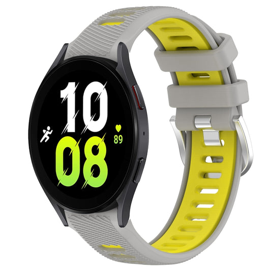 For Samsung Galaxy Watch5 44mm 20mm Sports Two-Color Steel Buckle Silicone Watch Band(Grey+Yellow) - Smart Wear by PMC Jewellery | Online Shopping South Africa | PMC Jewellery