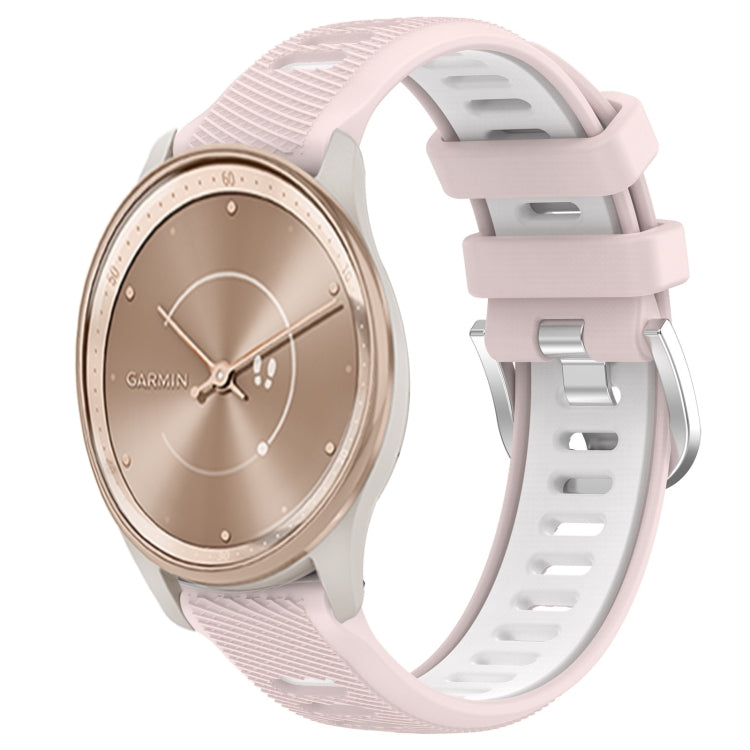 For Garmin move Trend 20mm Sports Two-Color Steel Buckle Silicone Watch Band(Pink+White) - Smart Wear by PMC TechLife | Online Shopping South Africa | PMC TechLife