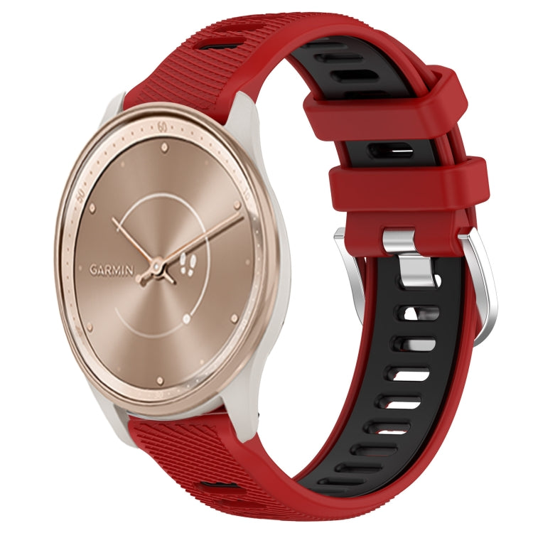 For Garmin move Trend 20mm Sports Two-Color Steel Buckle Silicone Watch Band(Red+Black) - Smart Wear by PMC TechLife | Online Shopping South Africa | PMC TechLife